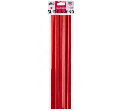 Meeco Slide Binder 10mm  Red- 10 Pack