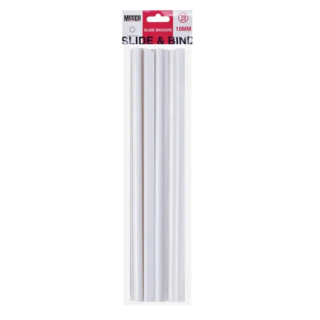 Meeco Slide Binder 10mm White 10 Pack