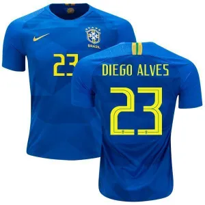 Men #23 Diego Alves Jersey Away Brazil National 2018 FIFA World Cup