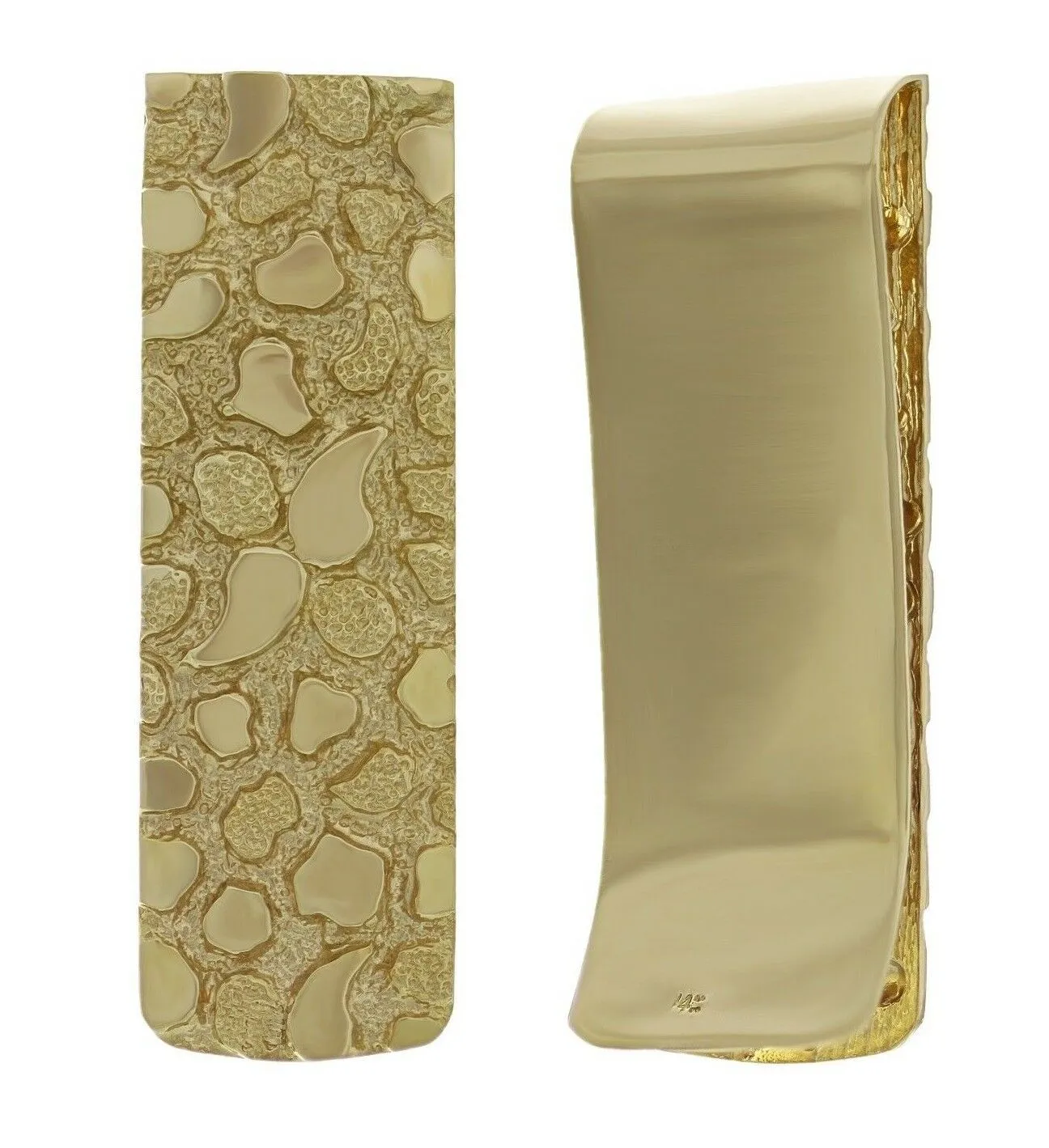 Men's 14k Yellow Gold Nugget Money Clip Money Holder Wallet 1.9" 15-16 grams