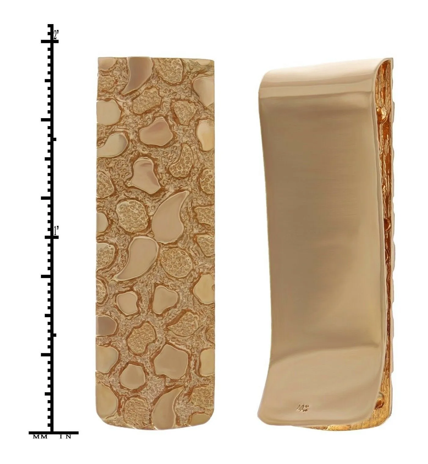 Men's 14k Yellow Gold Nugget Money Clip Money Holder Wallet 1.9" 15-16 grams