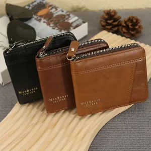 Men's Classic Zipper Multi-Card Wallet with Large Capacity