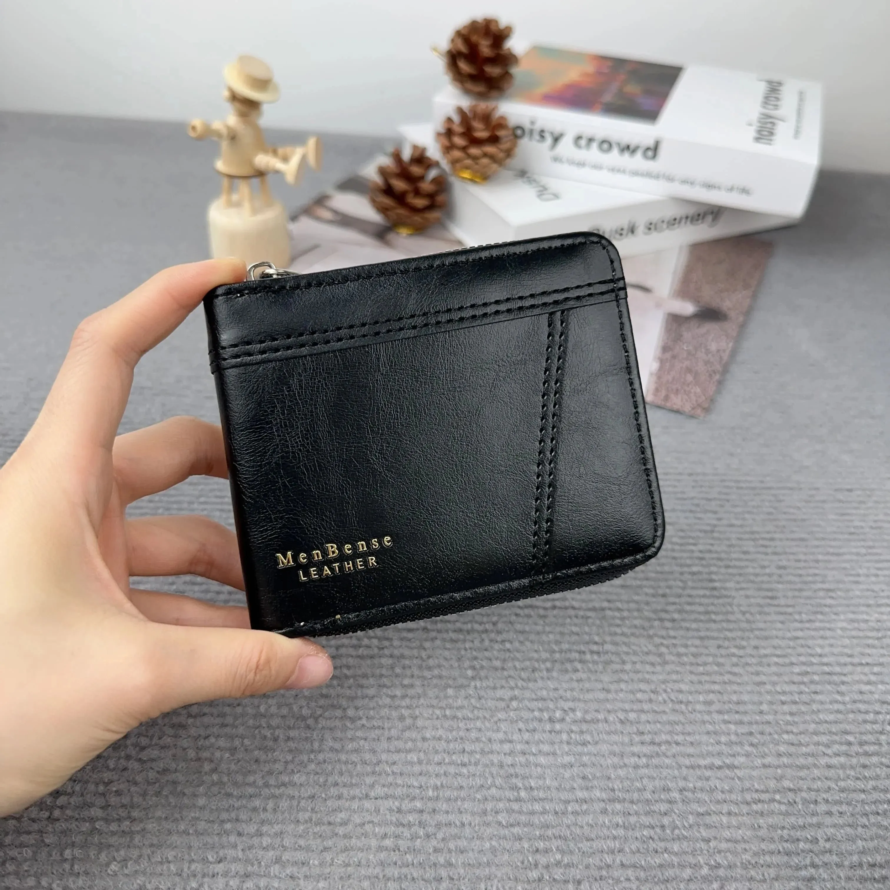 Men's Classic Zipper Multi-Card Wallet with Large Capacity