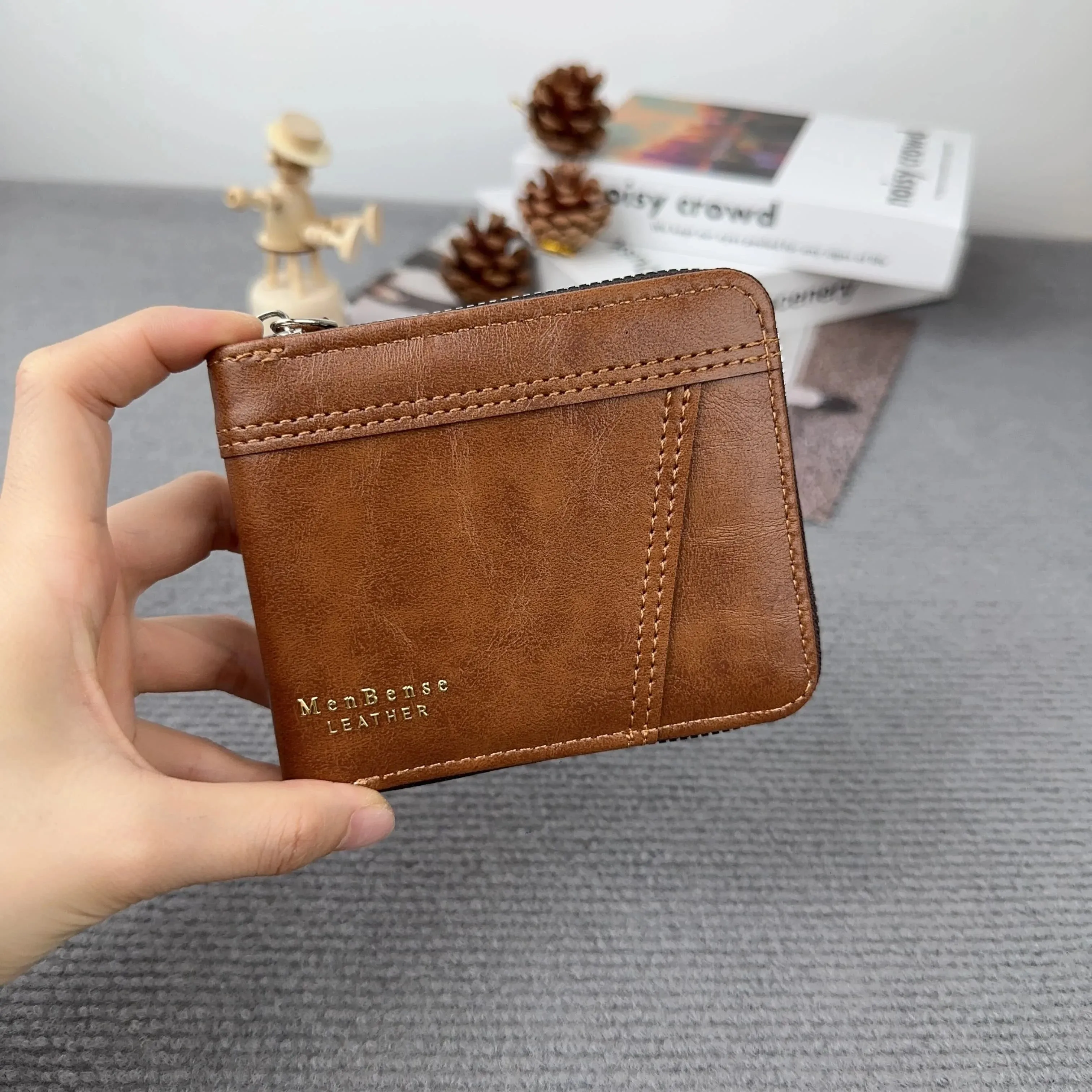 Men's Classic Zipper Multi-Card Wallet with Large Capacity