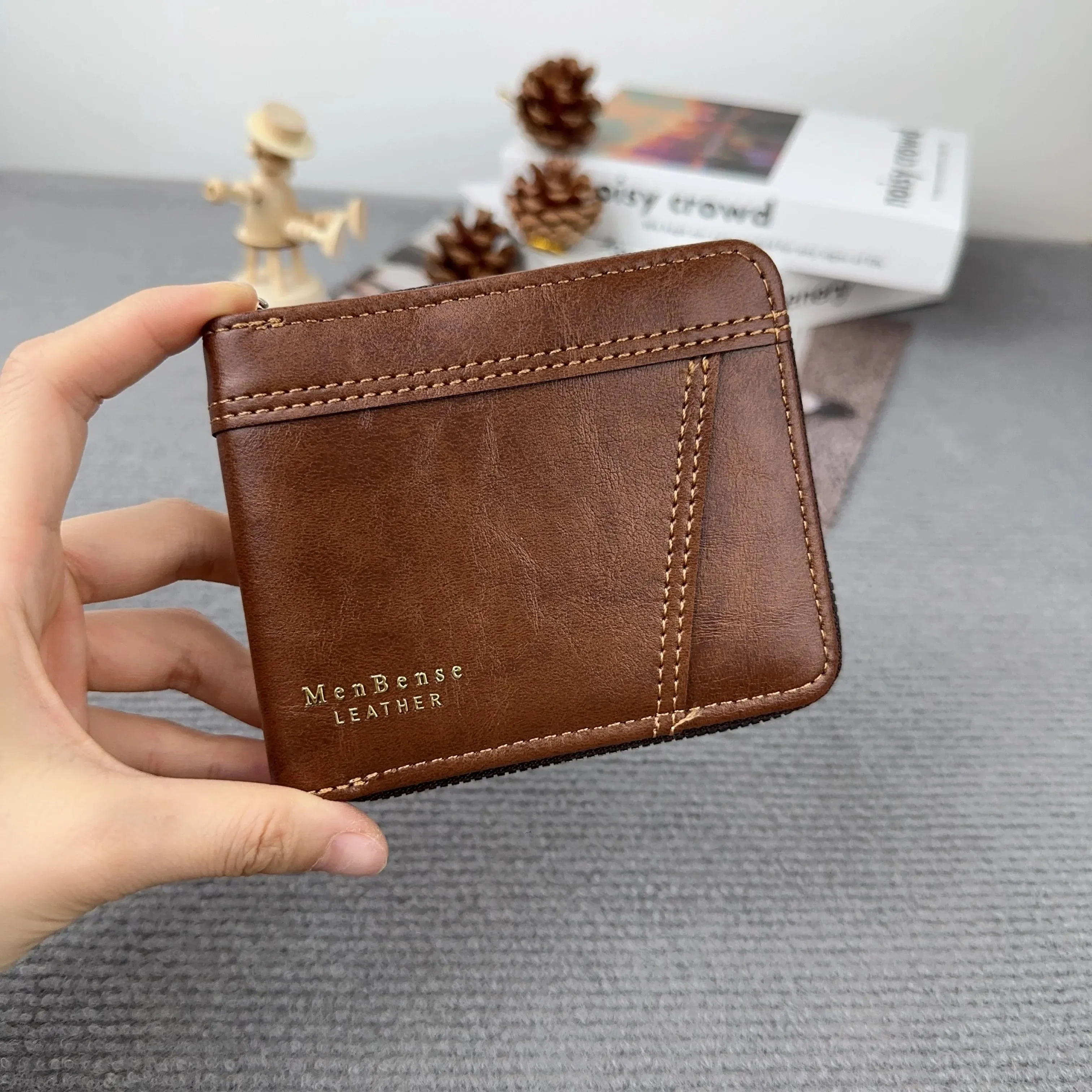 Men's Classic Zipper Multi-Card Wallet with Large Capacity