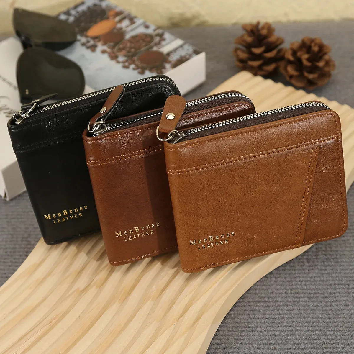 Men's Classic Zipper Multi-Card Wallet with Large Capacity