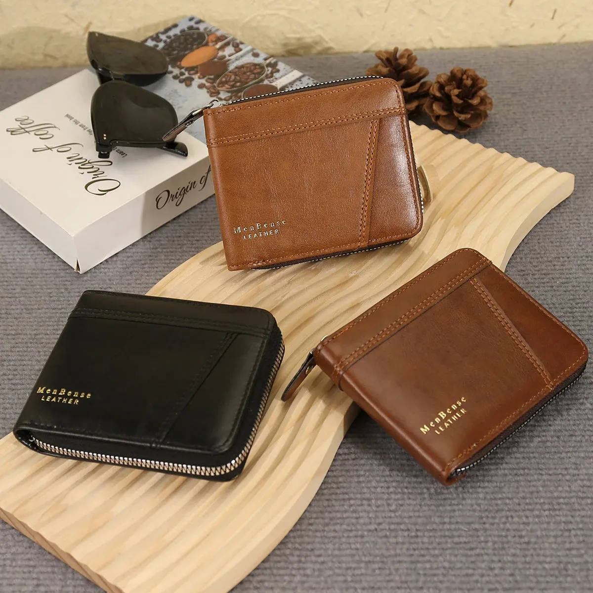Men's Classic Zipper Multi-Card Wallet with Large Capacity