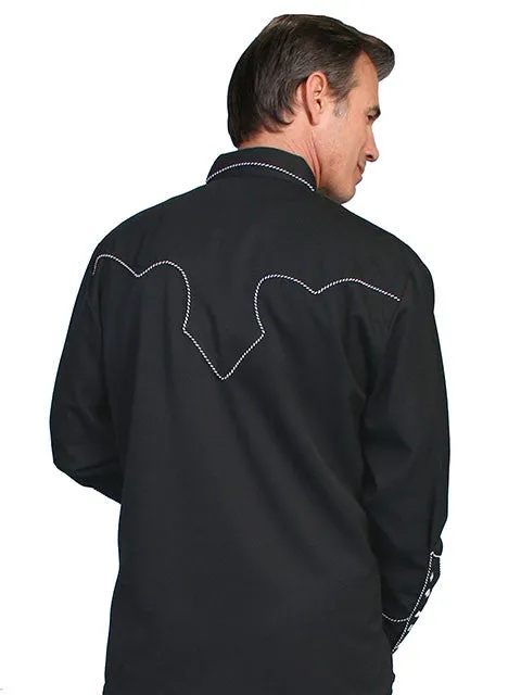 Men's Vintage Western Shirt Collection: Scully Classic Black & White