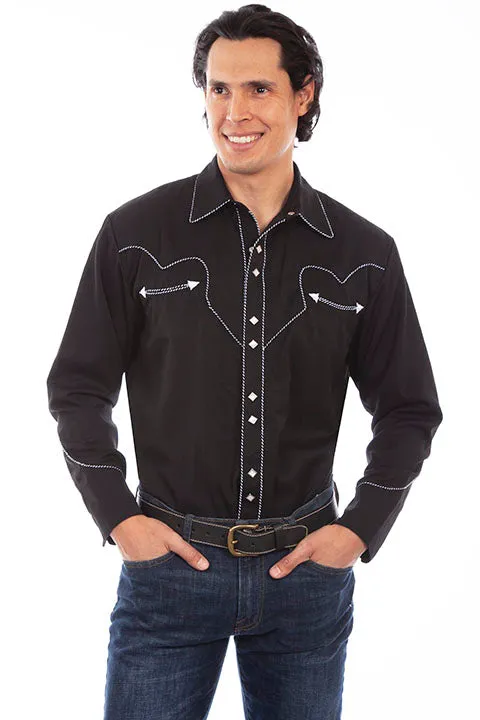 Men's Vintage Western Shirt Collection: Scully Classic Black & White