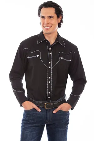 Men's Vintage Western Shirt Collection: Scully Classic Black & White