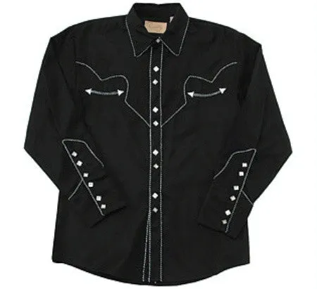 Men's Vintage Western Shirt Collection: Scully Classic Black & White