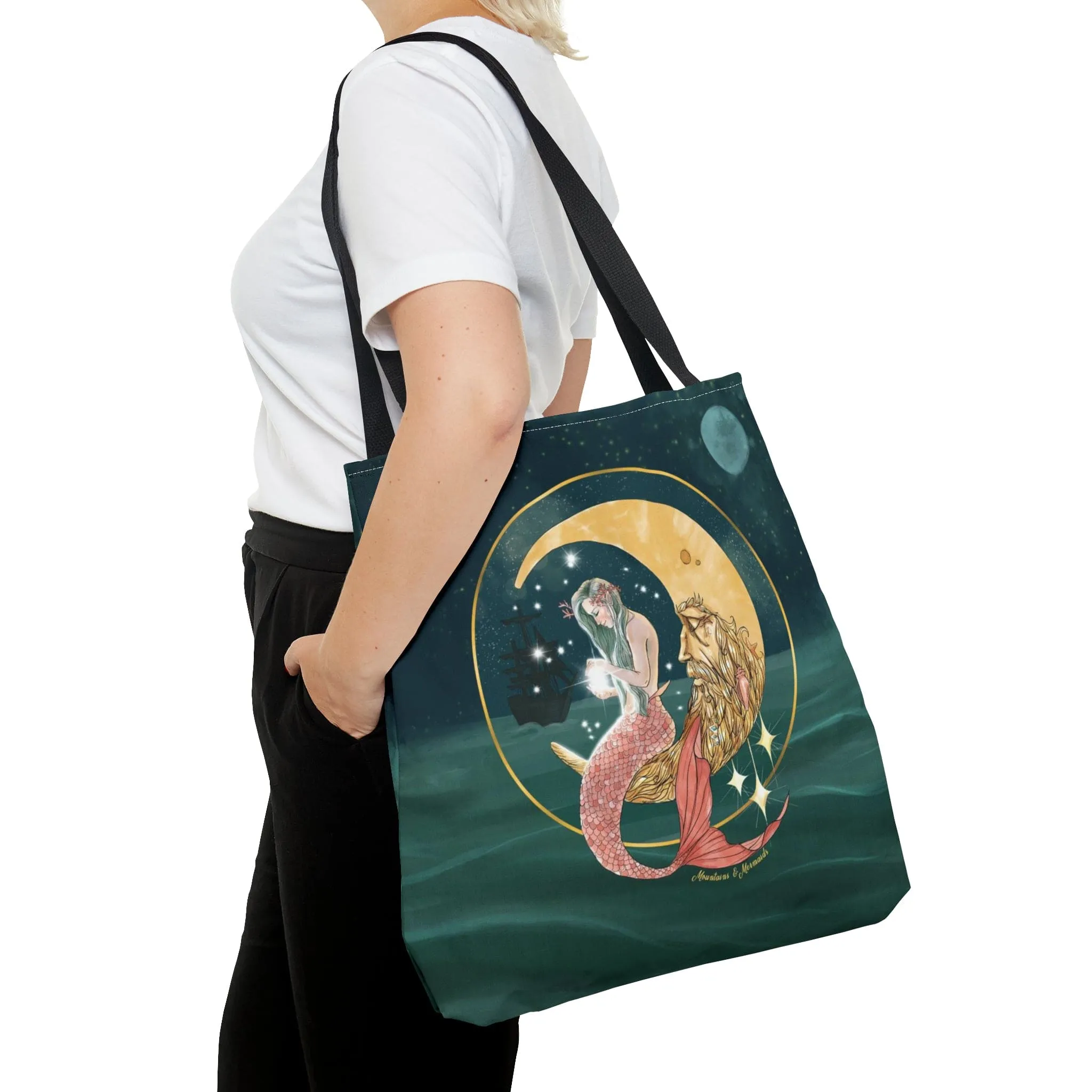 Mermaid In The Moon Tote Bag