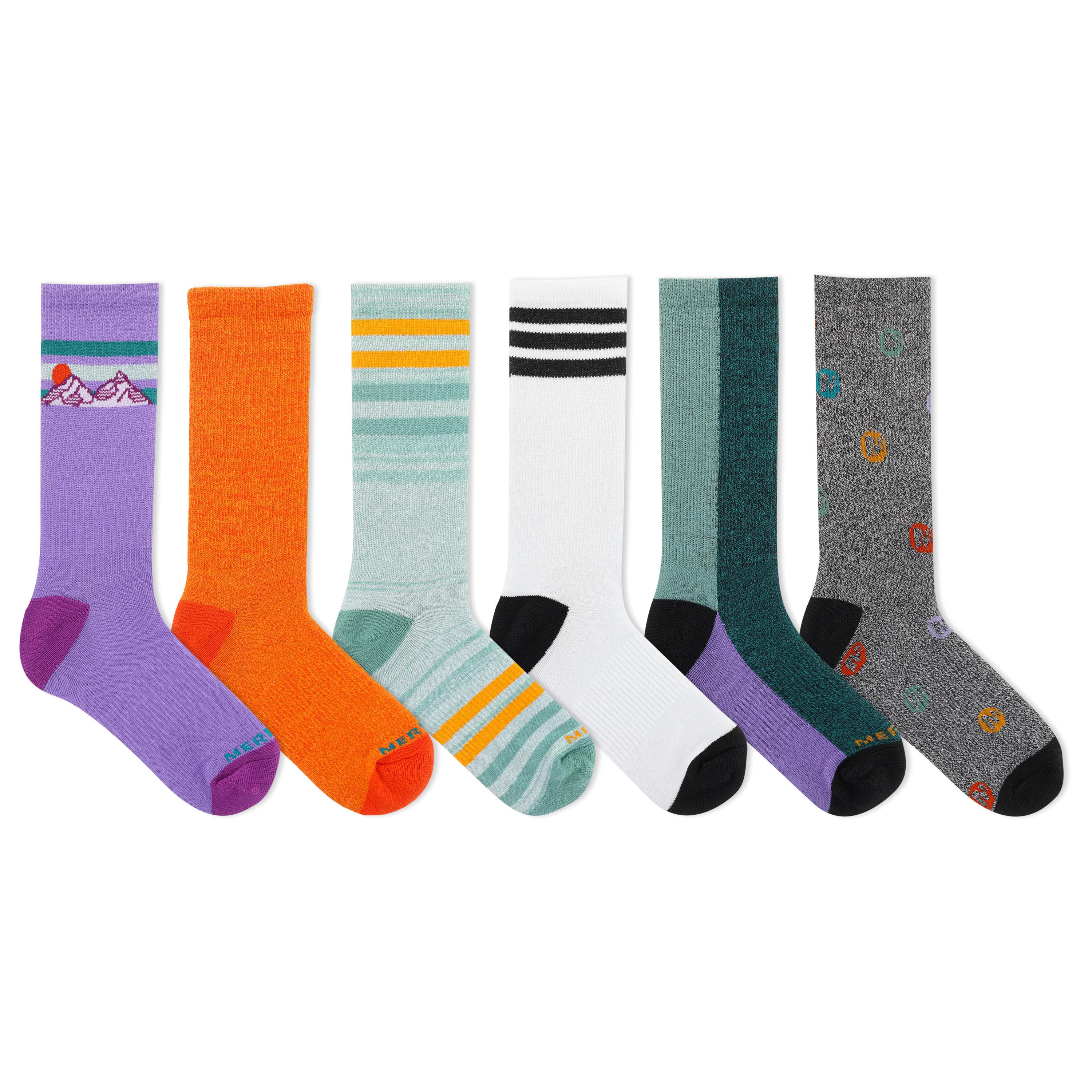 Merrell Kids' Everyday Cushion Comfort Crew Sock 6 Pair Pack with Fast Dry Moisture Wicking