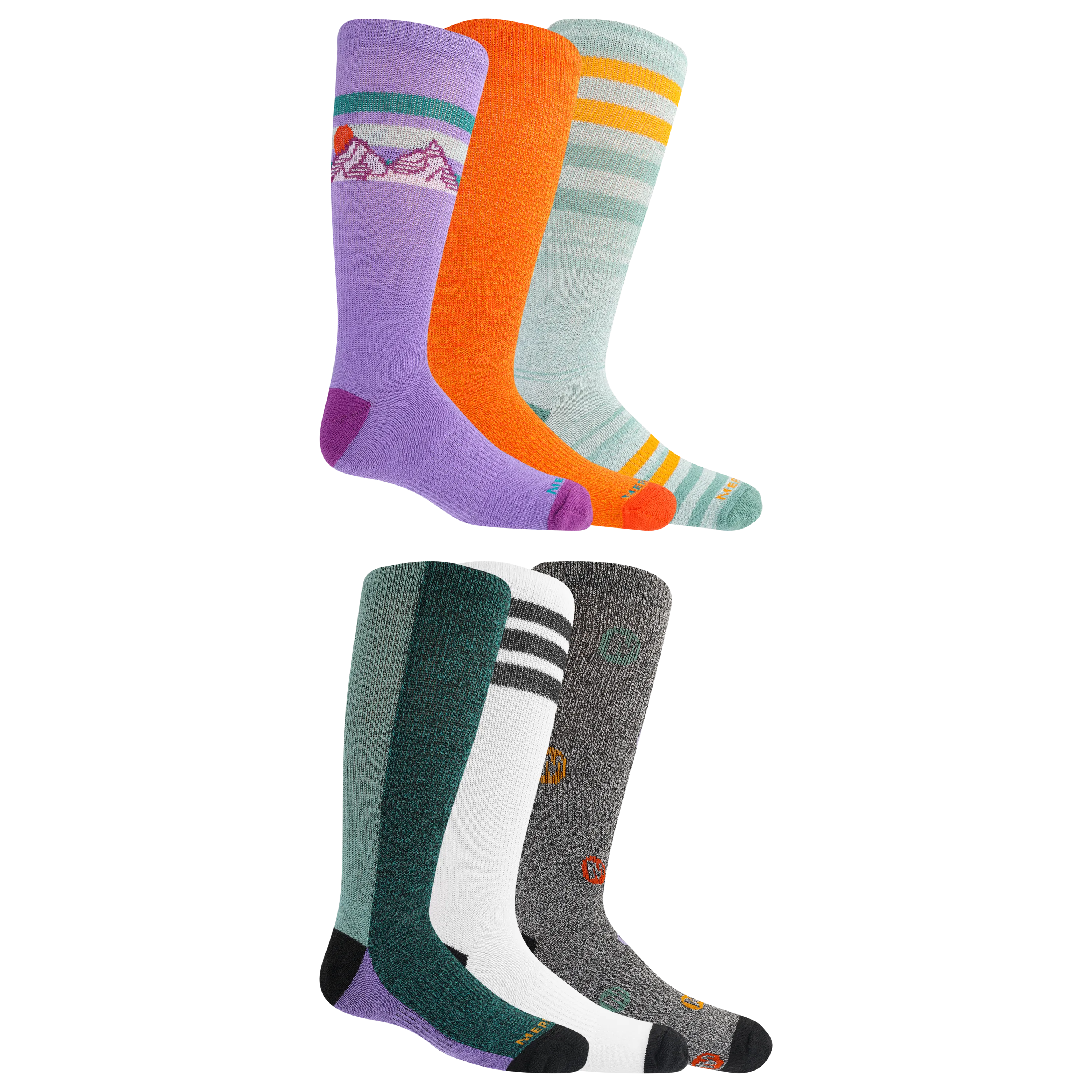 Merrell Kids' Everyday Cushion Comfort Crew Sock 6 Pair Pack with Fast Dry Moisture Wicking