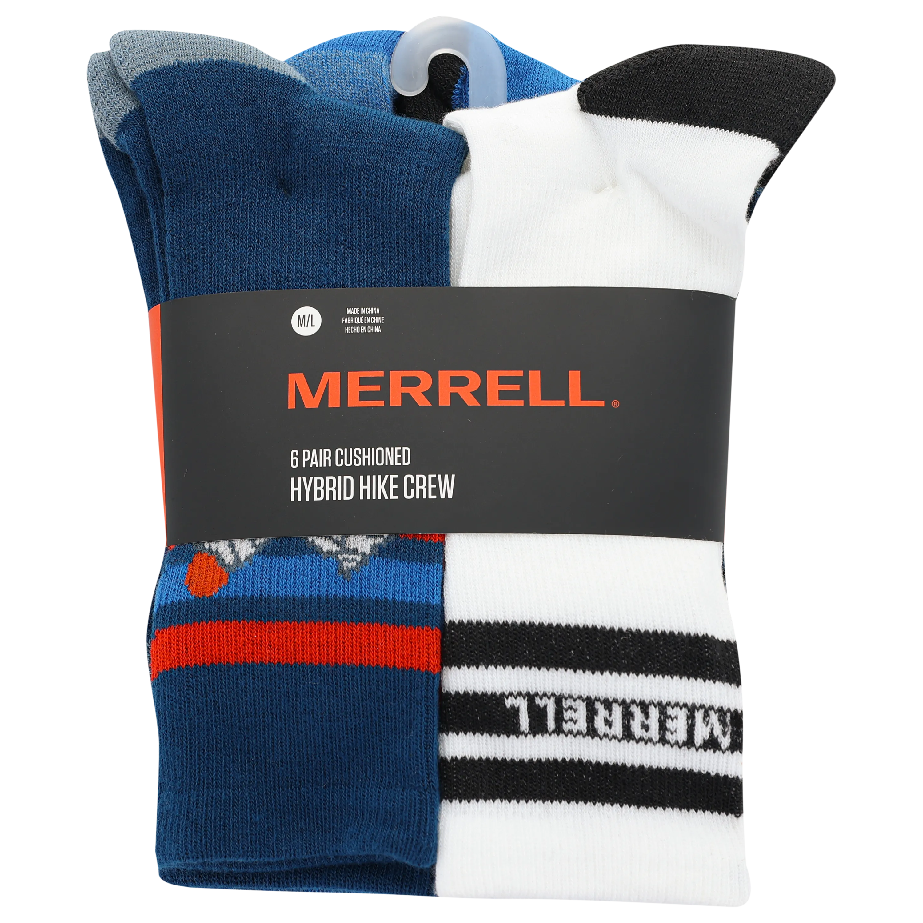 Merrell Kids' Everyday Cushion Comfort Crew Sock 6 Pair Pack with Fast Dry Moisture Wicking