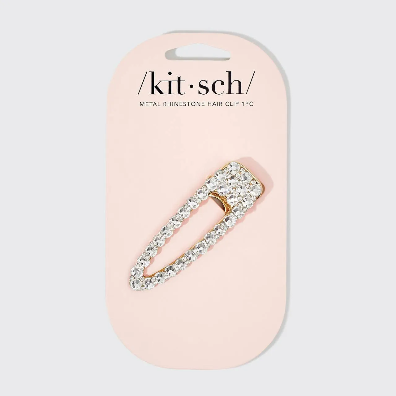 metal rhinestone large open shape hair clip 1pc- gold
