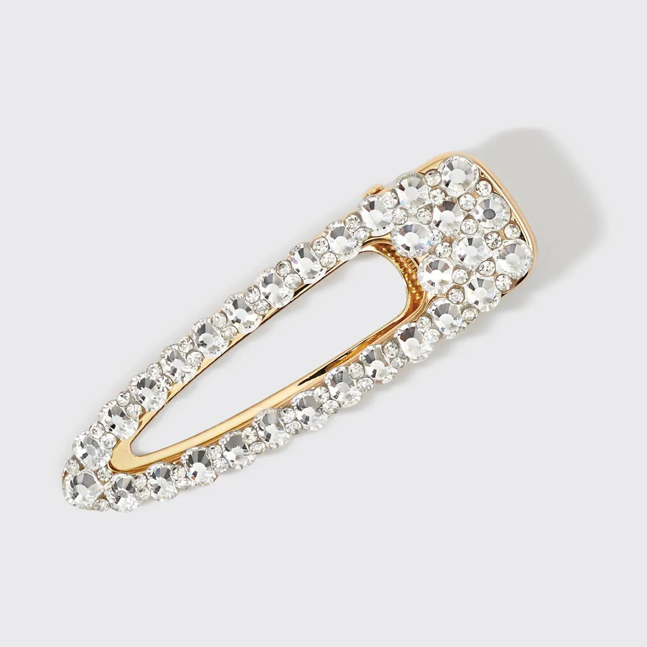 metal rhinestone large open shape hair clip 1pc- gold