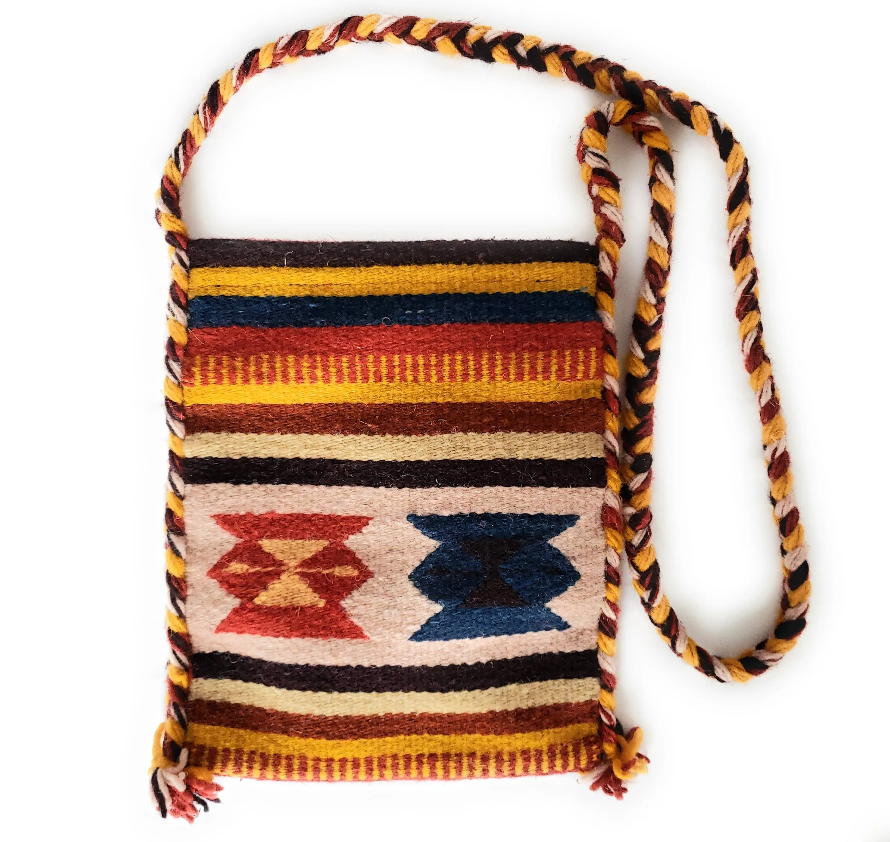 Mexican Shoulder Bag Zapotec Woven Wool Purse Oaxaca Handmade