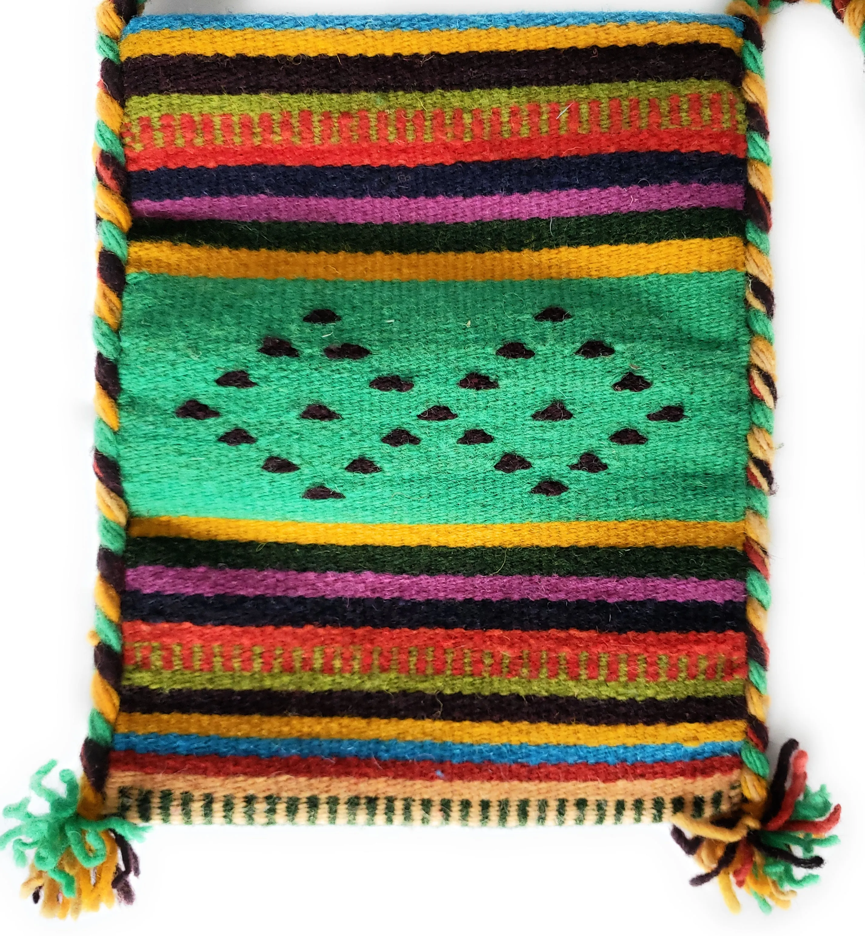 Mexican Shoulder Bag Zapotec Woven Wool Purse Oaxaca Handmade