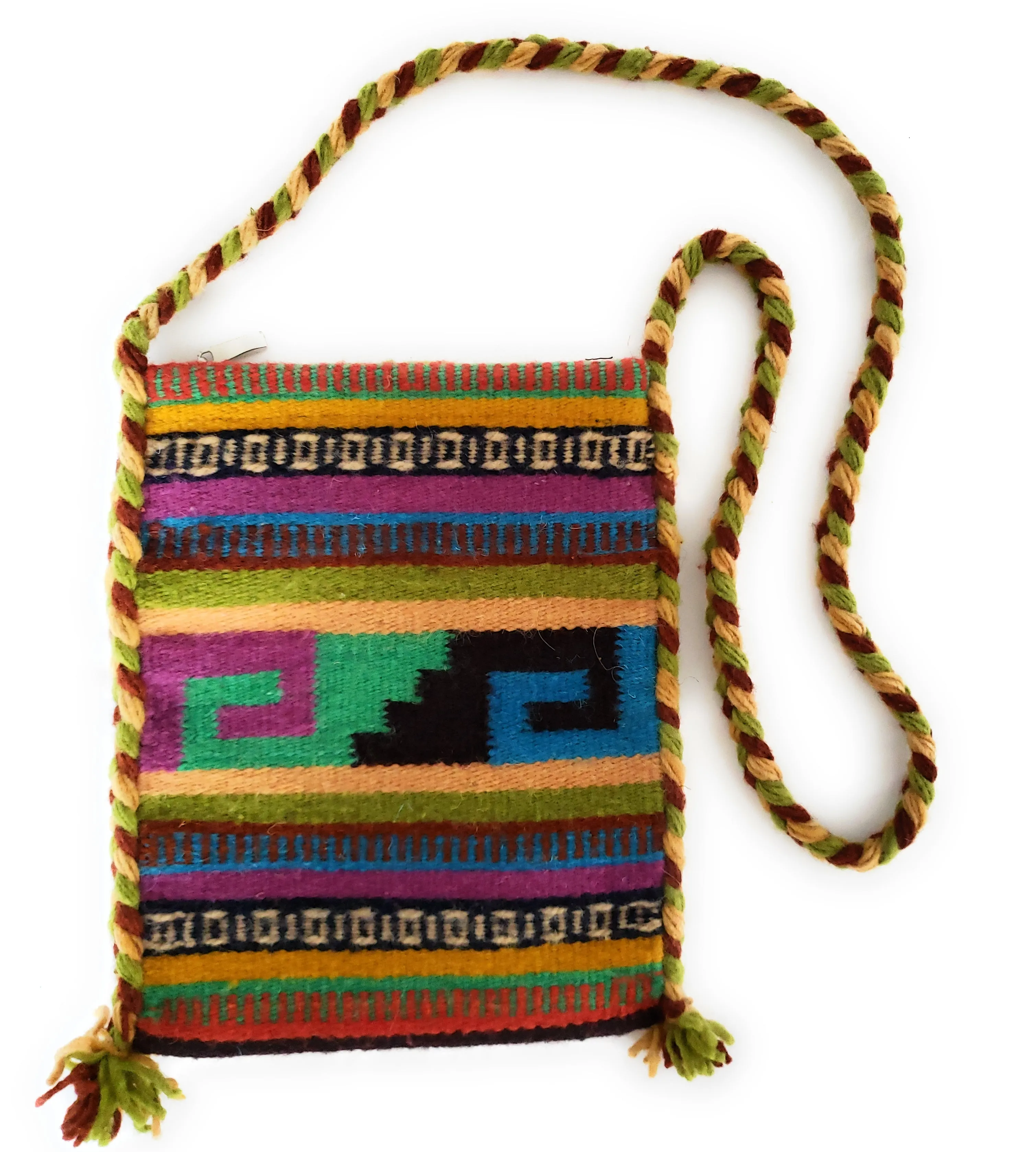 Mexican Shoulder Bag Zapotec Woven Wool Purse Oaxaca Handmade