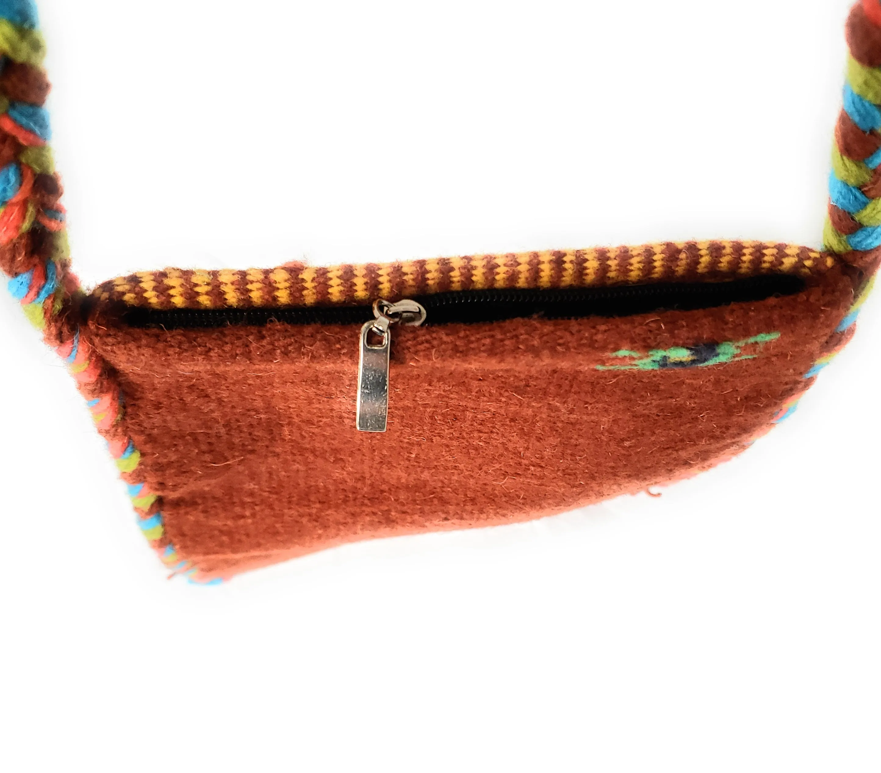 Mexican Shoulder Bag Zapotec Woven Wool Purse Oaxaca Handmade