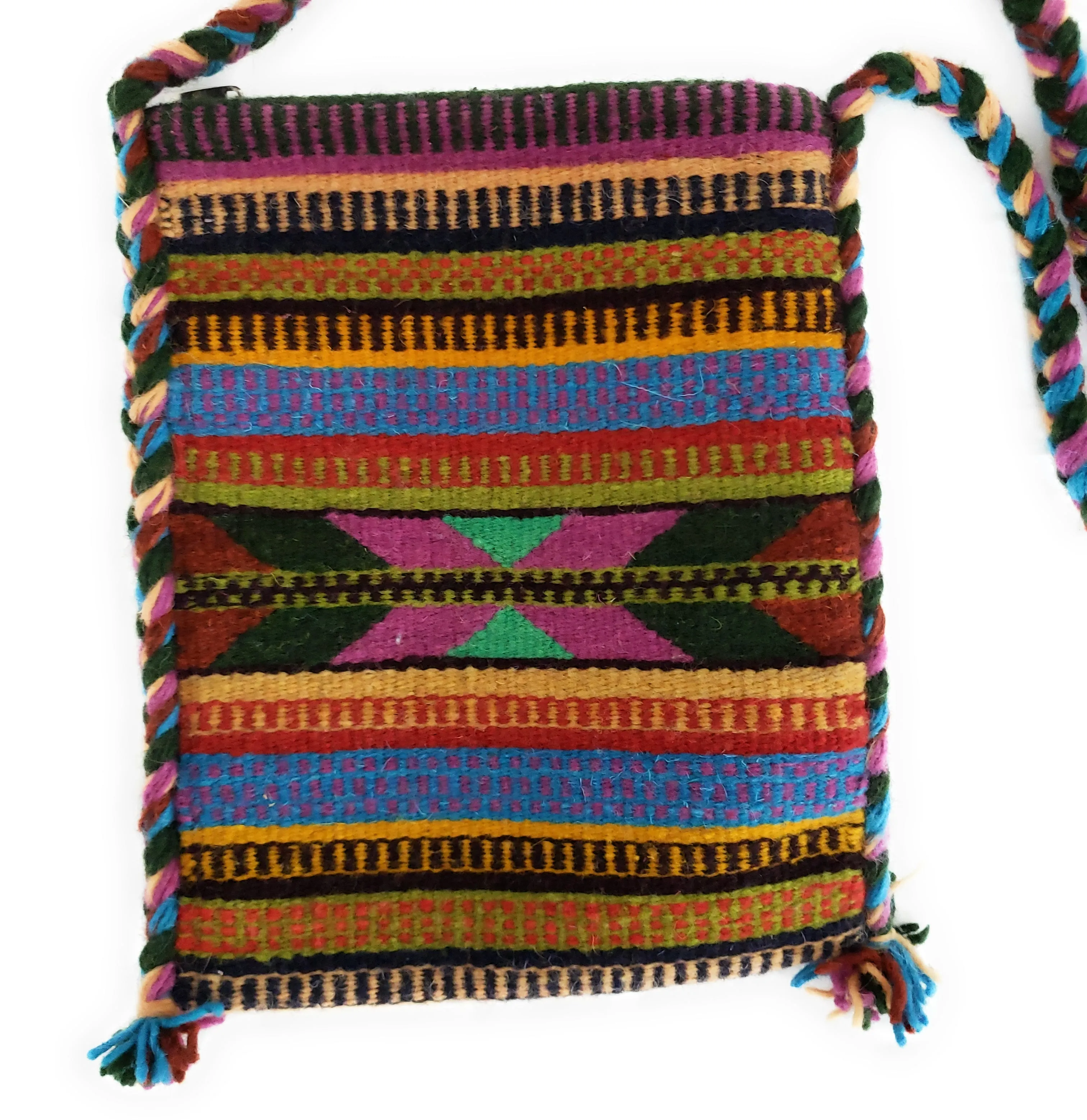 Mexican Shoulder Bag Zapotec Woven Wool Purse Oaxaca Handmade