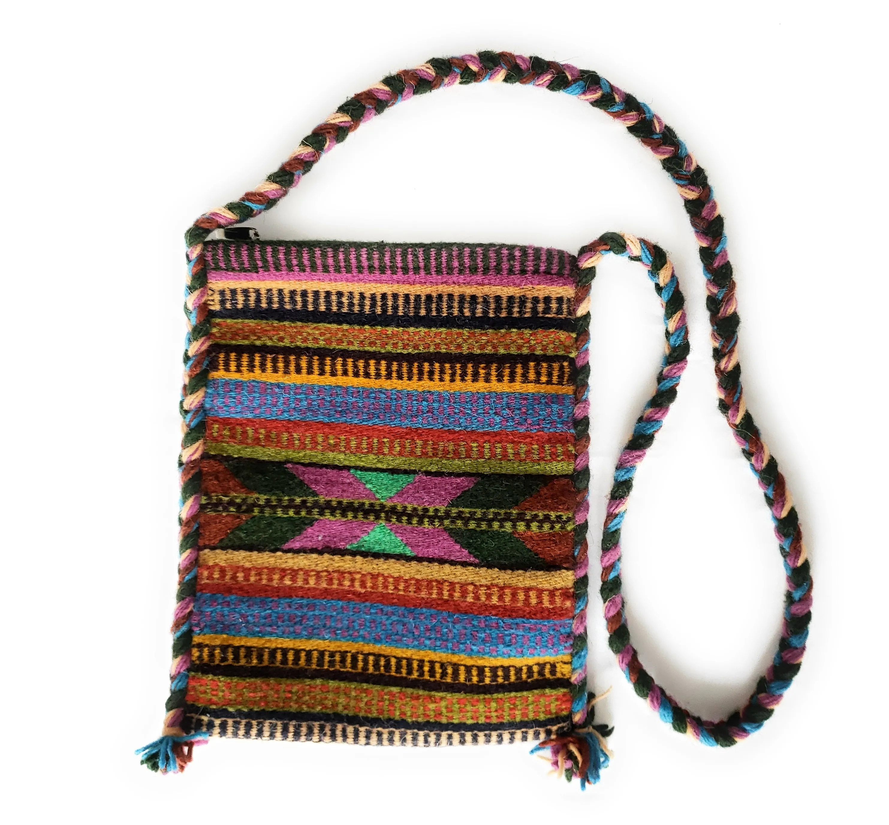 Mexican Shoulder Bag Zapotec Woven Wool Purse Oaxaca Handmade