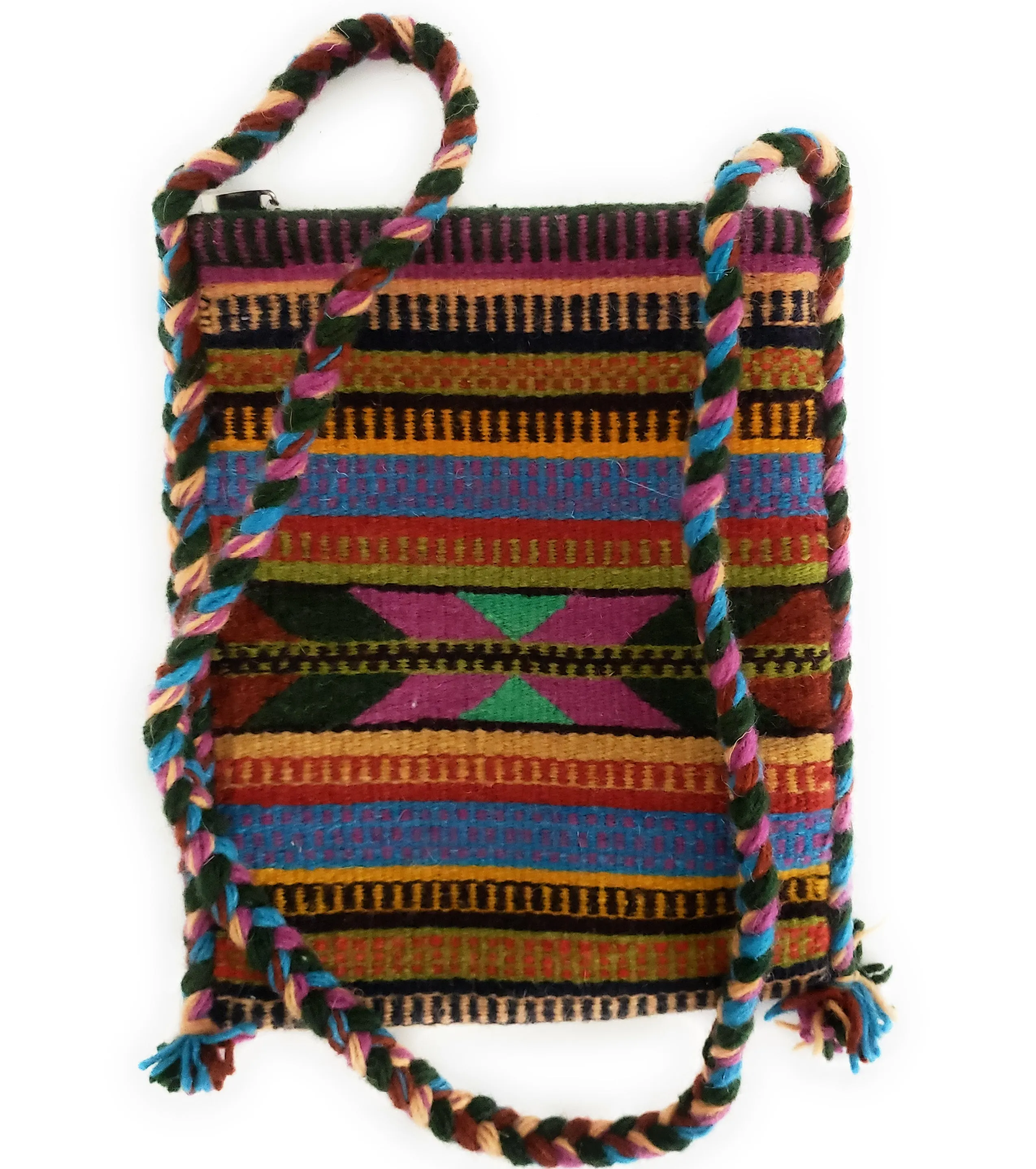 Mexican Shoulder Bag Zapotec Woven Wool Purse Oaxaca Handmade