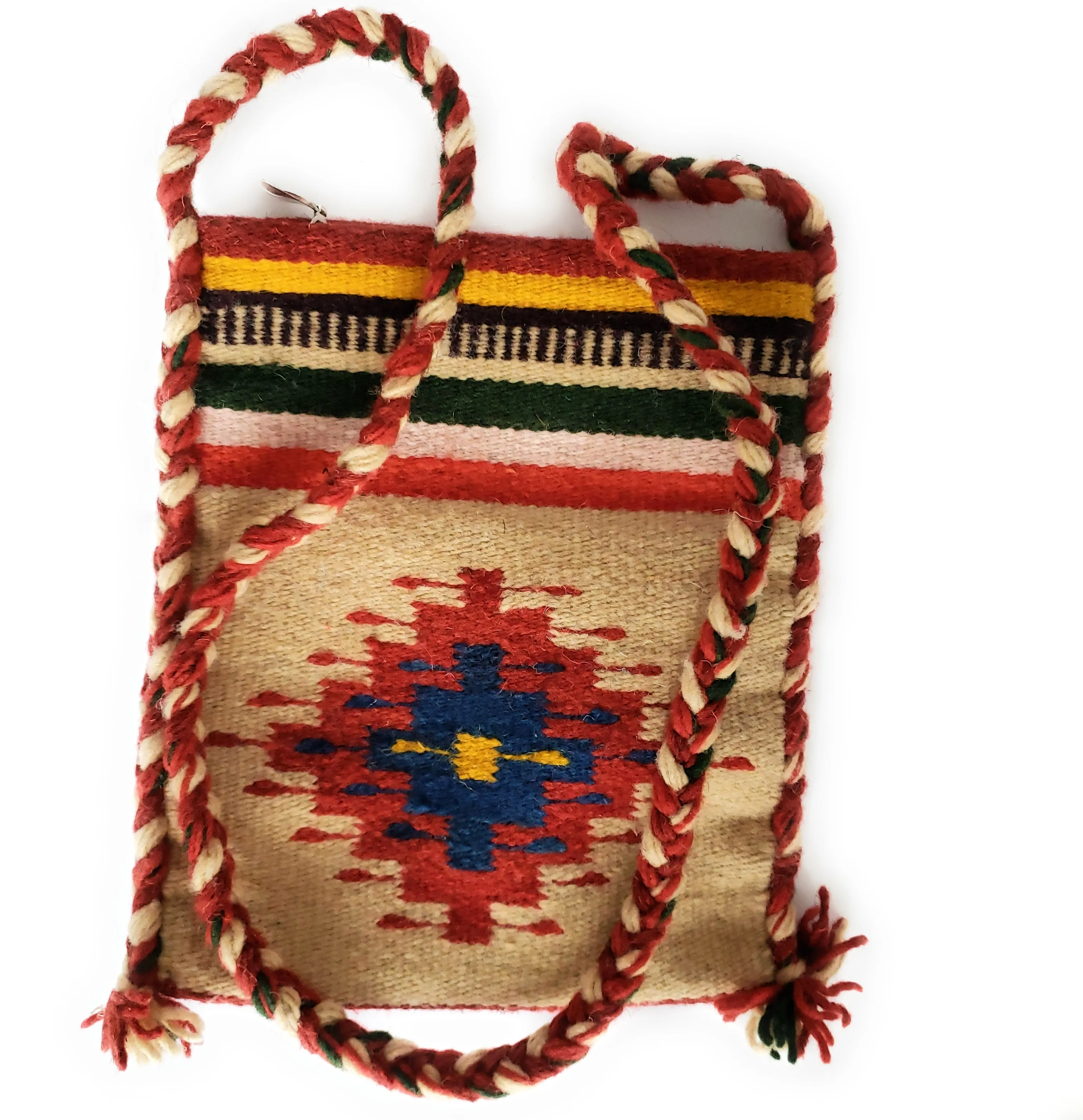 Mexican Shoulder Bag Zapotec Woven Wool Purse Oaxaca Handmade