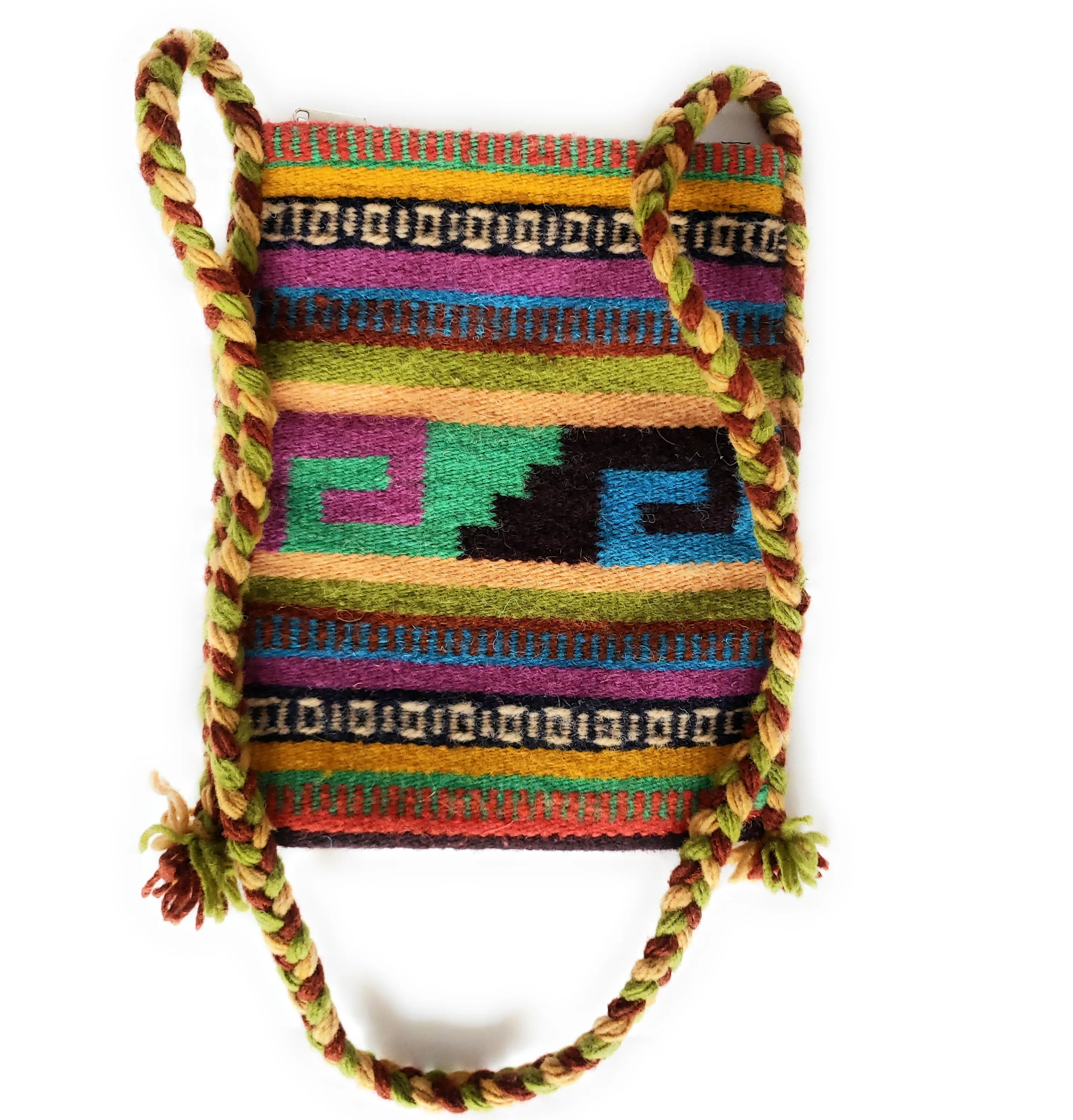 Mexican Shoulder Bag Zapotec Woven Wool Purse Oaxaca Handmade