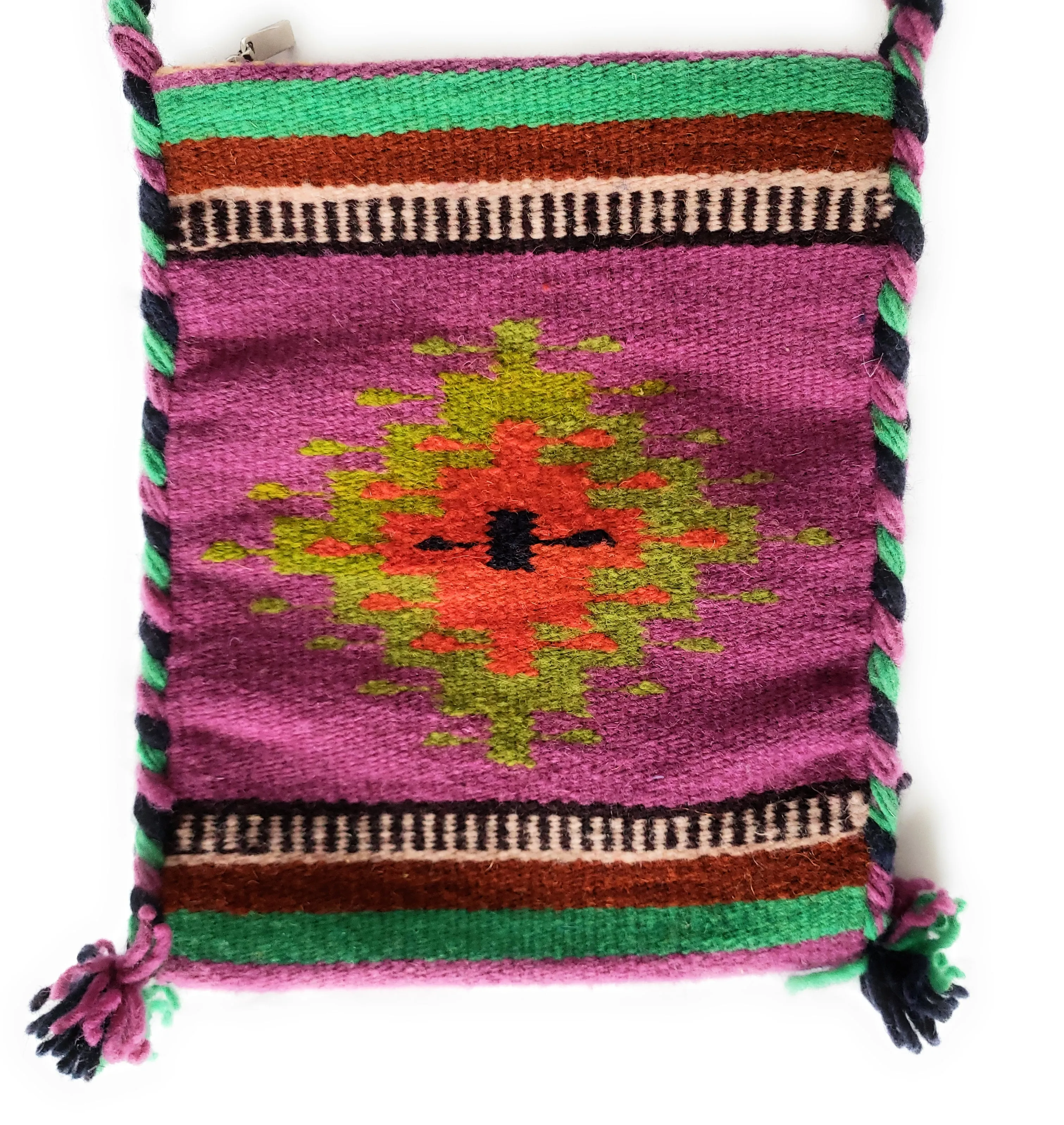 Mexican Shoulder Bag Zapotec Woven Wool Purse Oaxaca Handmade
