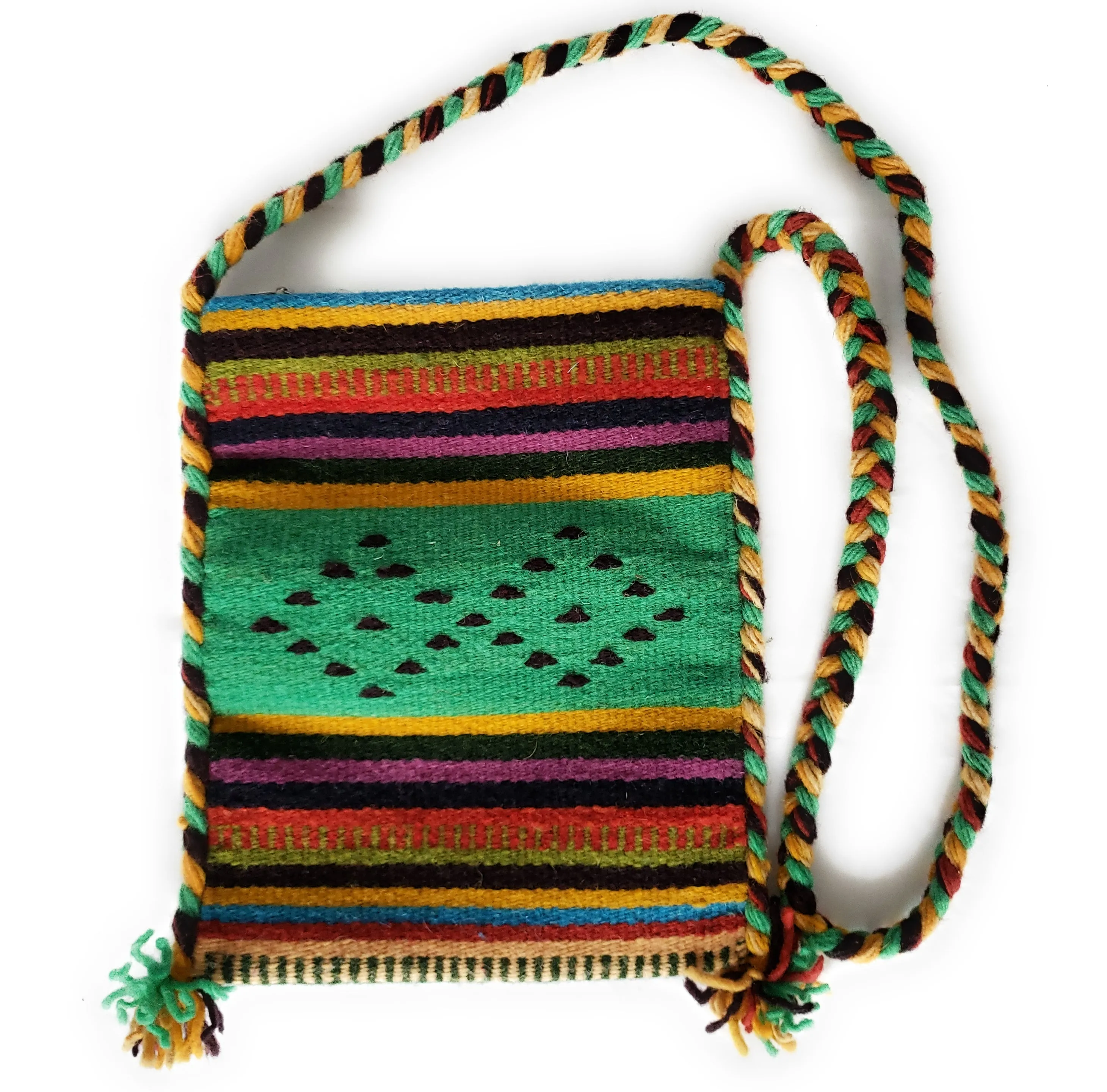 Mexican Shoulder Bag Zapotec Woven Wool Purse Oaxaca Handmade