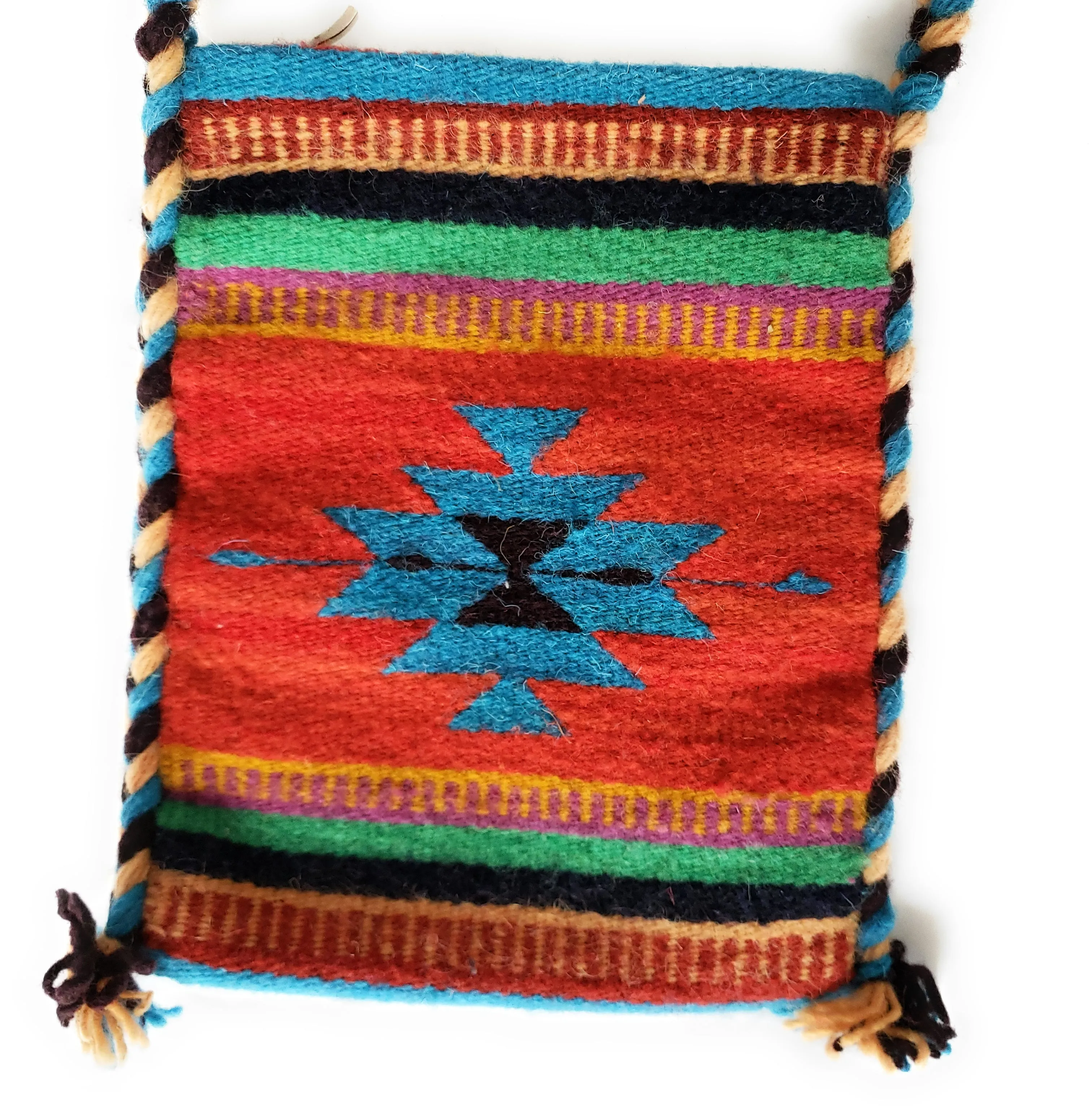 Mexican Shoulder Bag Zapotec Woven Wool Purse Oaxaca Handmade