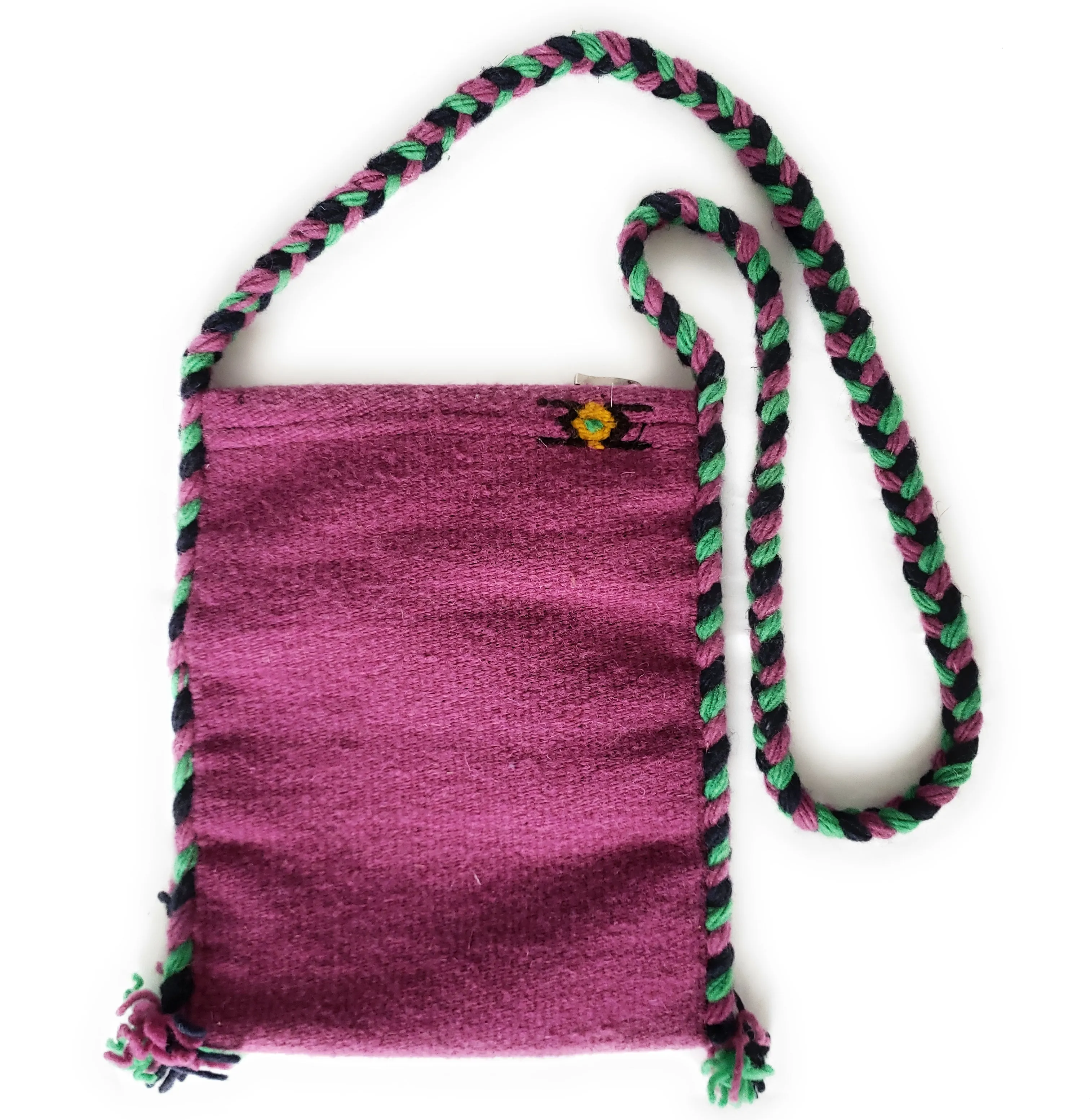 Mexican Shoulder Bag Zapotec Woven Wool Purse Oaxaca Handmade