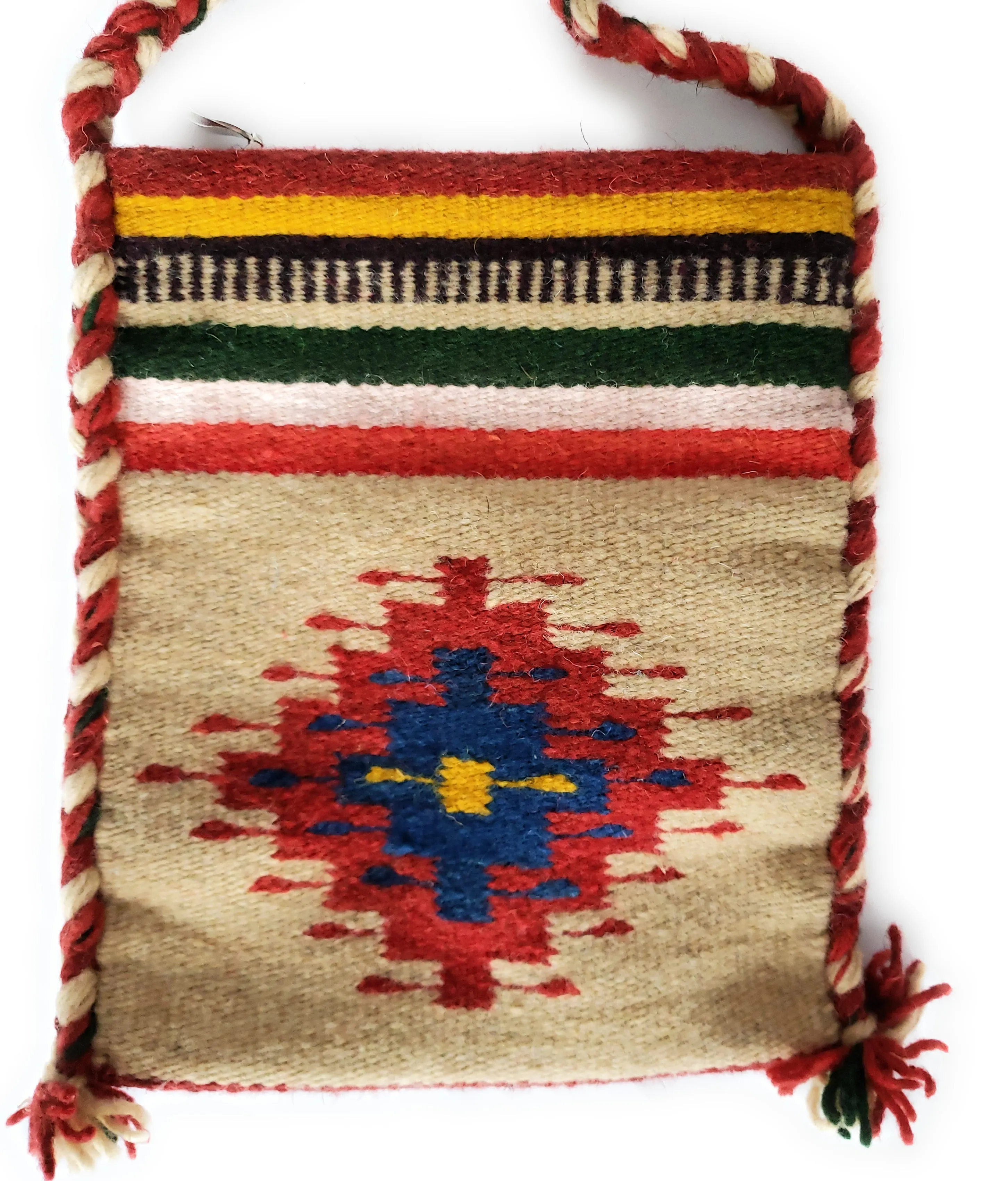 Mexican Shoulder Bag Zapotec Woven Wool Purse Oaxaca Handmade