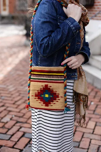 Mexican Shoulder Bag Zapotec Woven Wool Purse Oaxaca Handmade