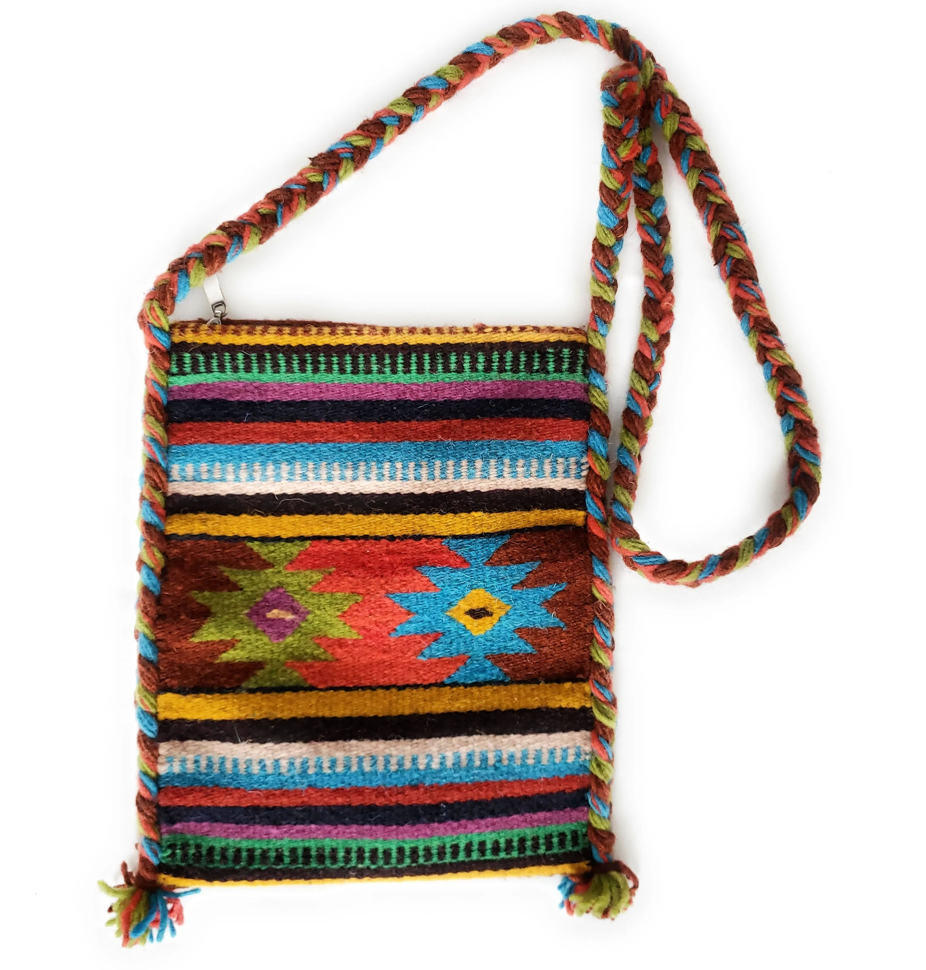 Mexican Shoulder Bag Zapotec Woven Wool Purse Oaxaca Handmade