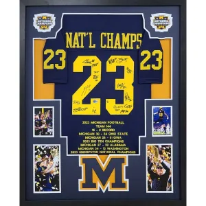 Michigan Team Autographed Signed Framed Stat Michigan Nat Champ Jersey BECKETT