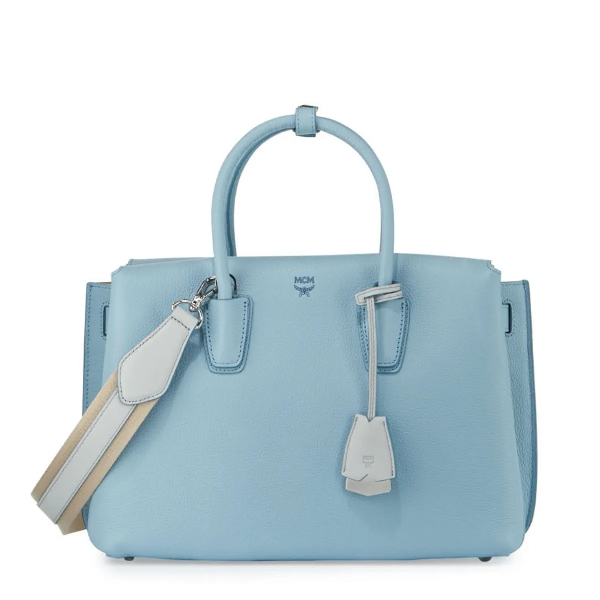 Milla Medium Leather Sky Blue Tote Bag