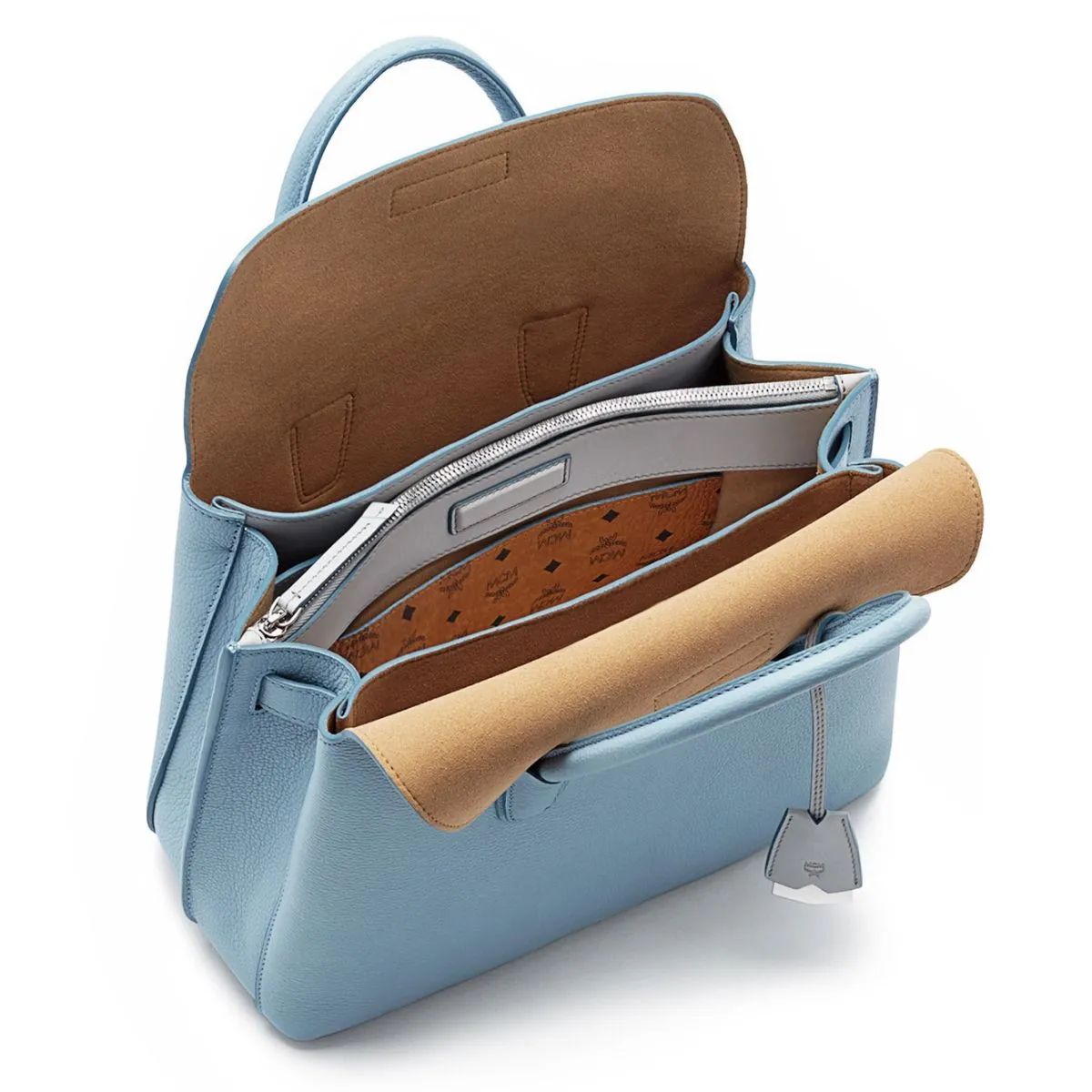 Milla Medium Leather Sky Blue Tote Bag