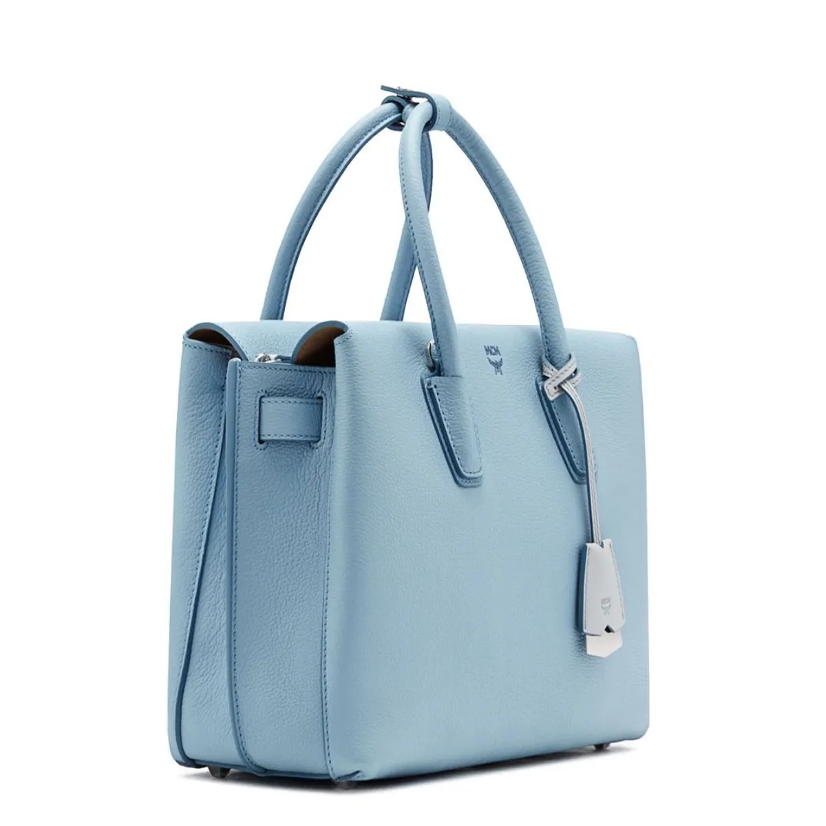 Milla Medium Leather Sky Blue Tote Bag