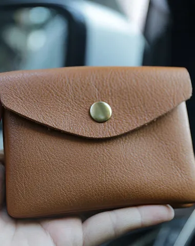 Mini Womens Green Leather Billfold Wallet Small Wallet with Coin Pocket Envelope Wallet for Ladies