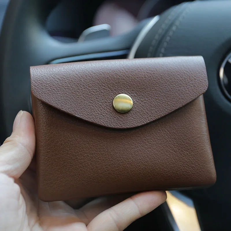 Mini Womens Green Leather Billfold Wallet Small Wallet with Coin Pocket Envelope Wallet for Ladies
