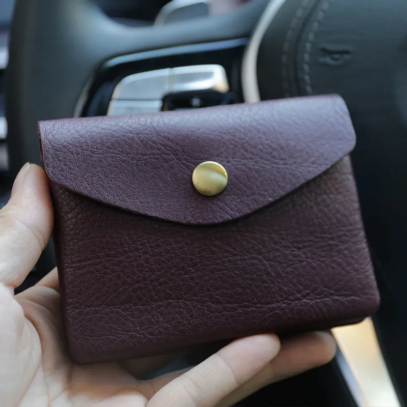 Mini Womens Green Leather Billfold Wallet Small Wallet with Coin Pocket Envelope Wallet for Ladies