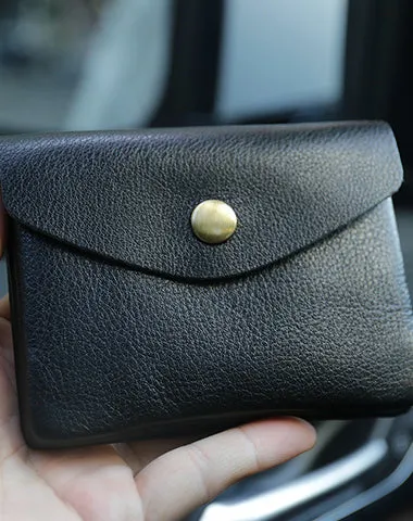 Mini Womens Green Leather Billfold Wallet Small Wallet with Coin Pocket Envelope Wallet for Ladies