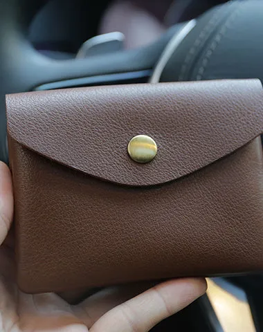 Mini Womens Green Leather Billfold Wallet Small Wallet with Coin Pocket Envelope Wallet for Ladies