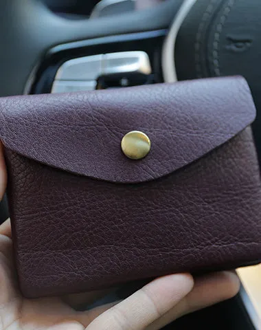 Mini Womens Green Leather Billfold Wallet Small Wallet with Coin Pocket Envelope Wallet for Ladies