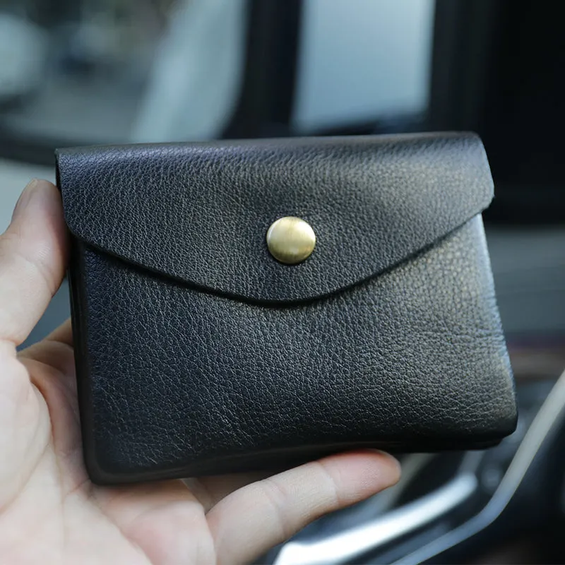 Mini Womens Green Leather Billfold Wallet Small Wallet with Coin Pocket Envelope Wallet for Ladies