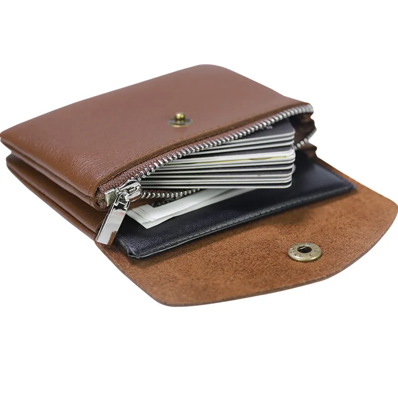 Mini Womens Green Leather Billfold Wallet Small Wallet with Coin Pocket Envelope Wallet for Ladies