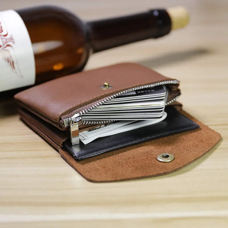 Mini Womens Green Leather Billfold Wallet Small Wallet with Coin Pocket Envelope Wallet for Ladies
